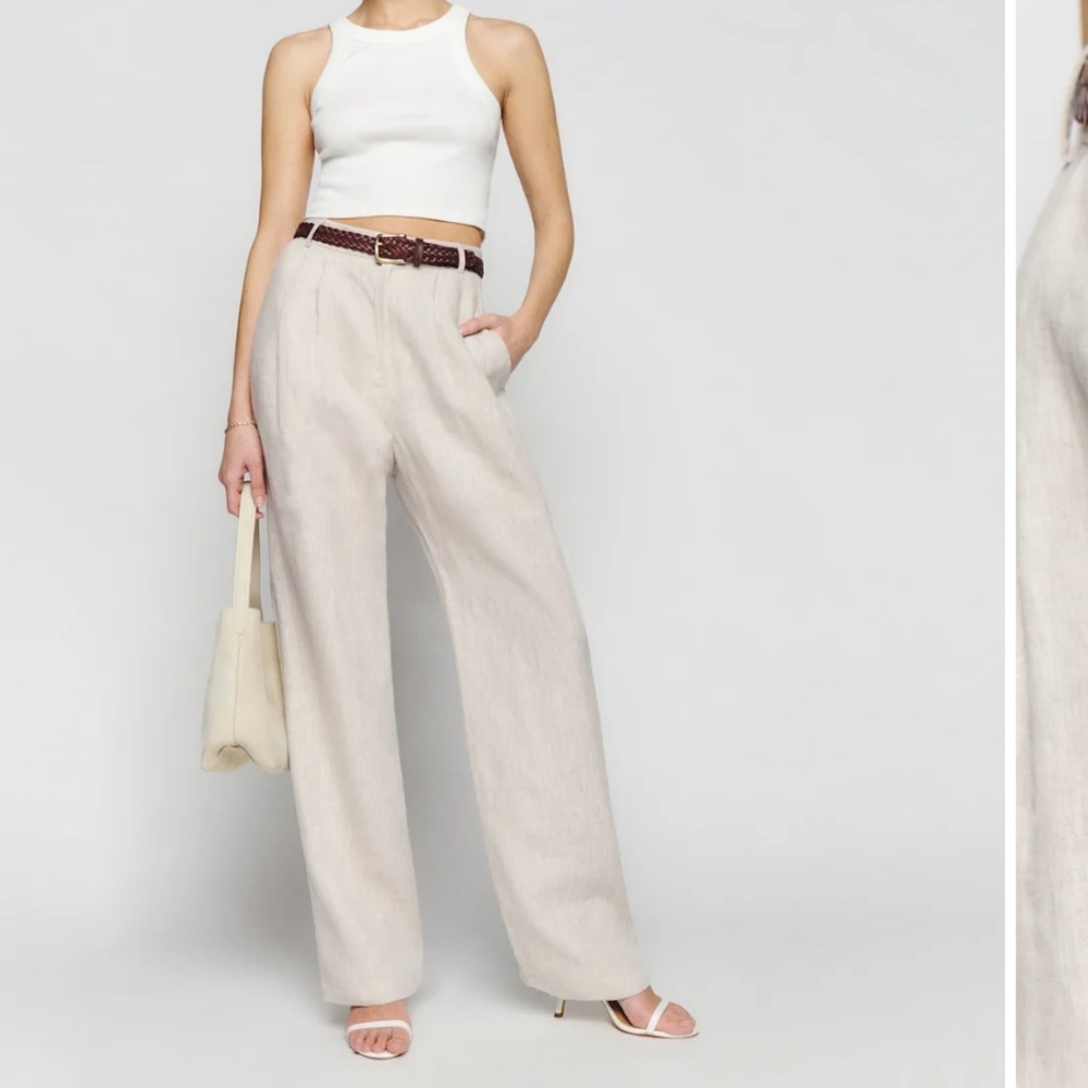Reformation Mason Linen Pant Natural - Size 2